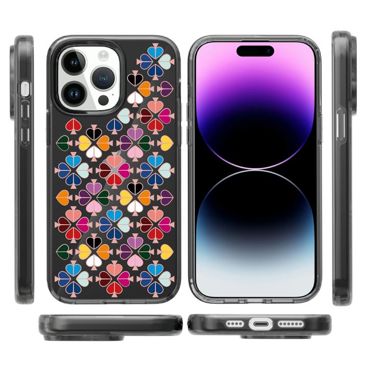 For iPhone 14 Pro Transparent Crystal Red Heart Pattern Phone Case
