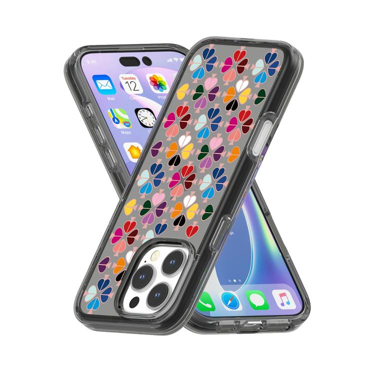 For iPhone 14 Pro Max Transparent Crystal Red Heart Pattern Phone Case