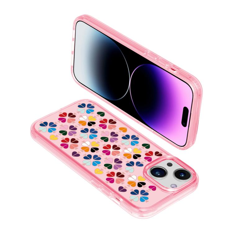 For iPhone 13 Transparent Crystal Red Heart Pattern Phone Case