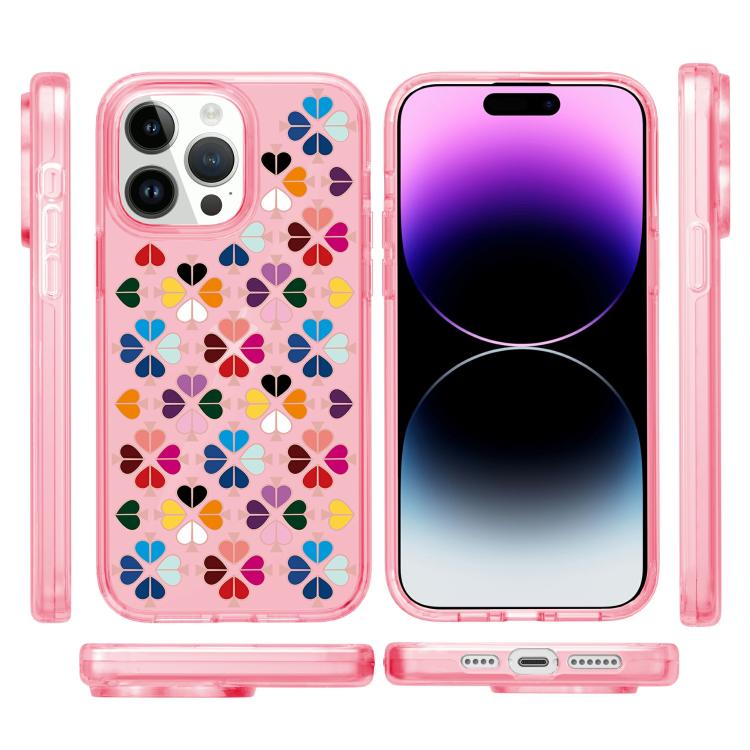 For iPhone 13 Pro Max Transparent Crystal Red Heart Pattern Phone Case