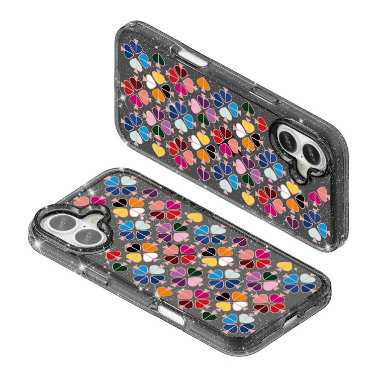 For iPhone 17 Glittering Crystal Red Heart Pattern Phone Case