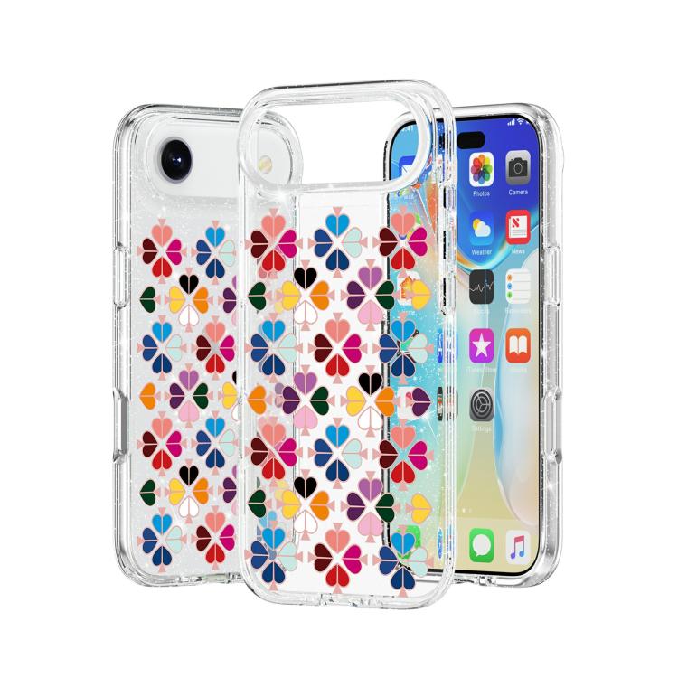 For iPhone Air Glittering Crystal Red Heart Pattern Phone Case