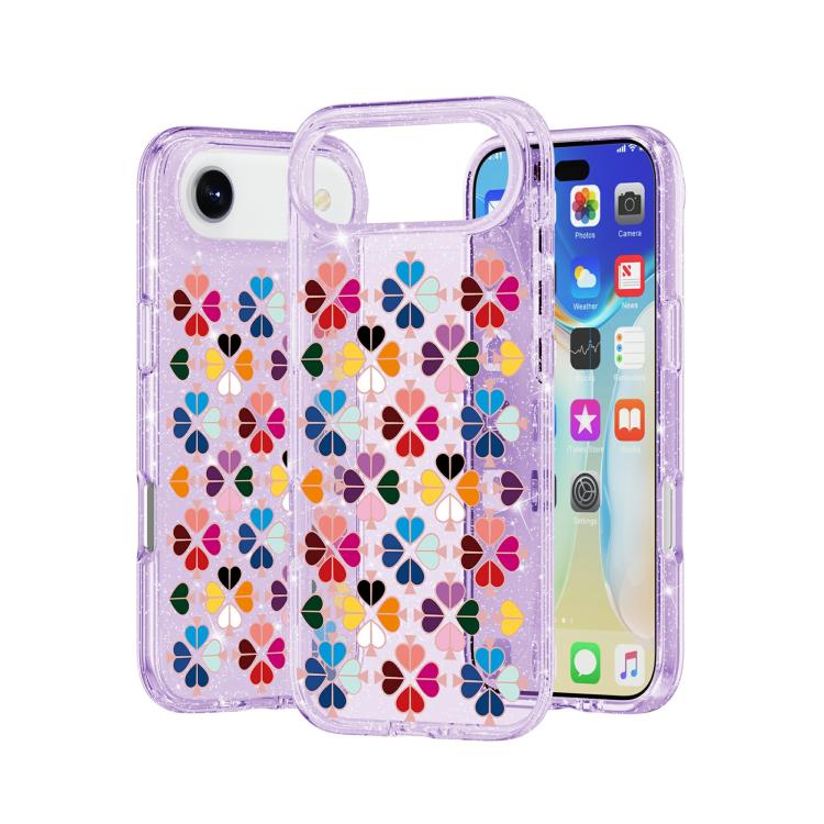 For iPhone Air Glittering Crystal Red Heart Pattern Phone Case