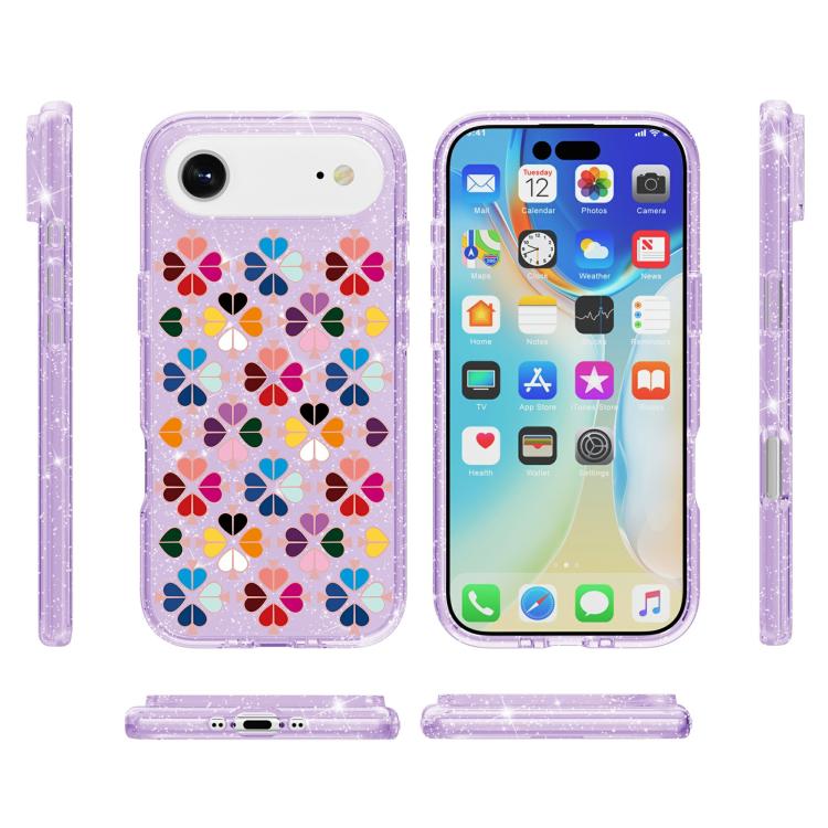 For iPhone Air Glittering Crystal Red Heart Pattern Phone Case
