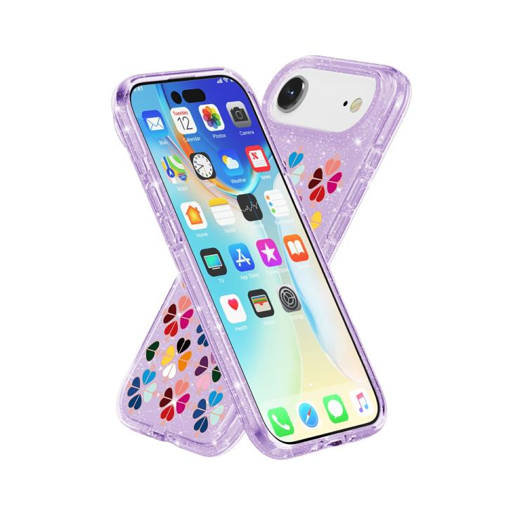 For iPhone Air Glittering Crystal Red Heart Pattern Phone Case