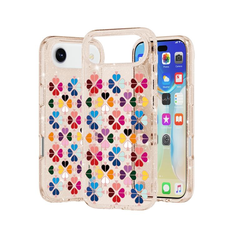 For iPhone Air Glittering Crystal Red Heart Pattern Phone Case