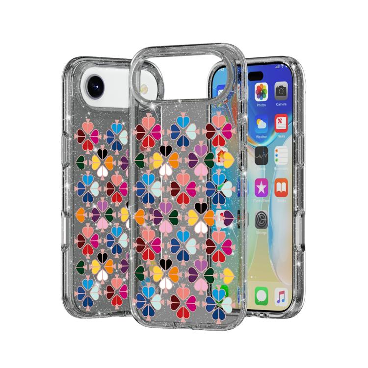For iPhone Air Glittering Crystal Red Heart Pattern Phone Case