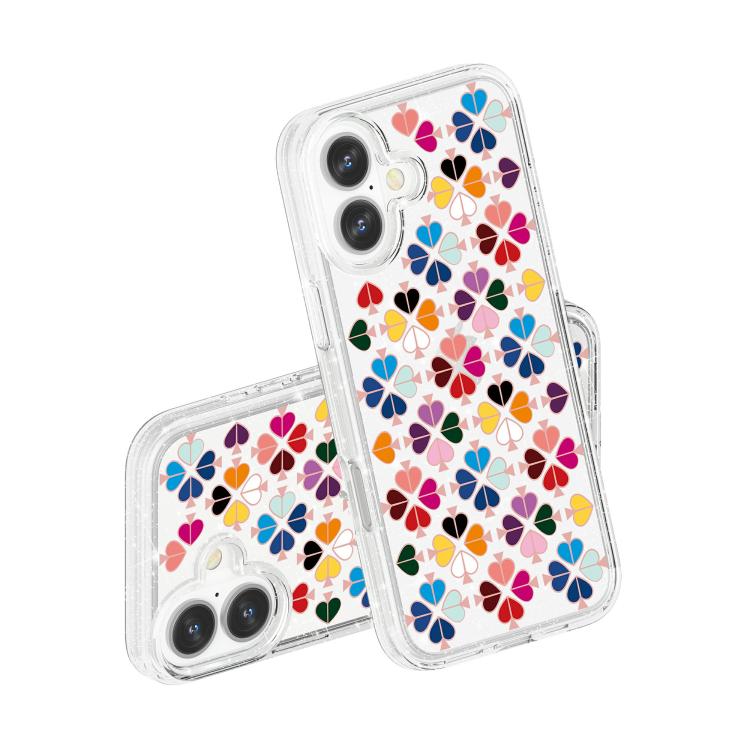 For iPhone 16 Glittering Crystal Red Heart Pattern Phone Case