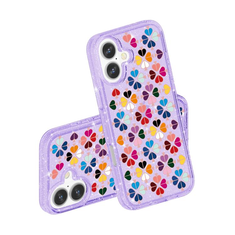 For iPhone 16 Plus Glittering Crystal Red Heart Pattern Phone Case