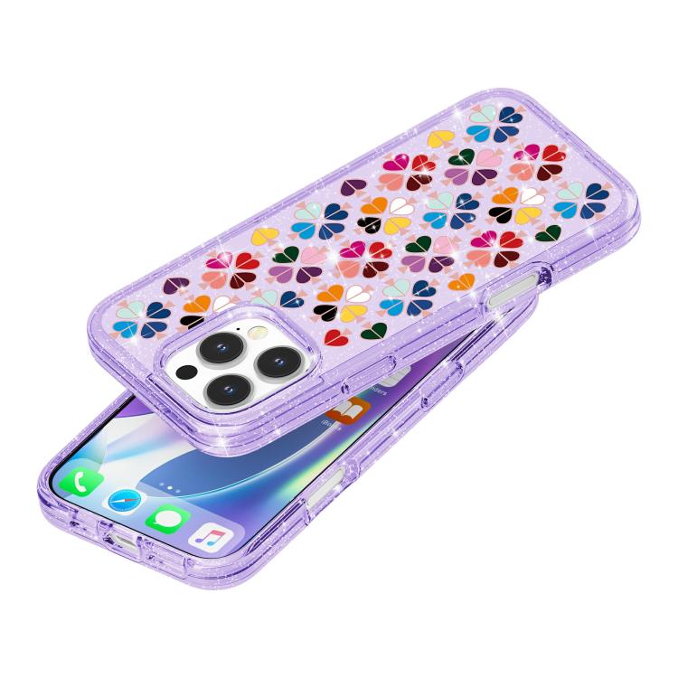 For iPhone 16 Pro Glittering Crystal Red Heart Pattern Phone Case