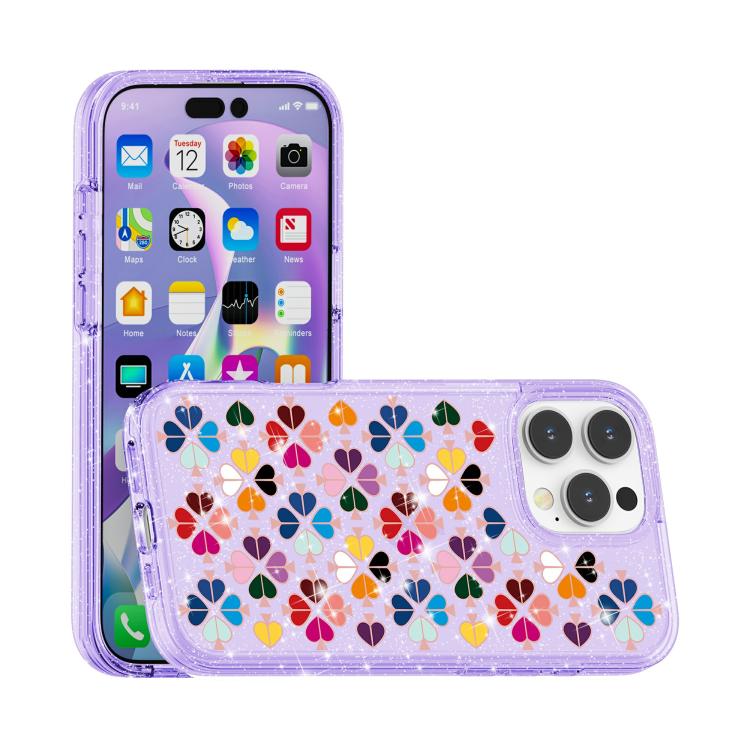 For iPhone 16 Pro Max Glittering Crystal Red Heart Pattern Phone Case