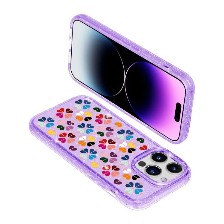 For iPhone 15 Pro Max Glittering Crystal Red Heart Pattern Phone Case