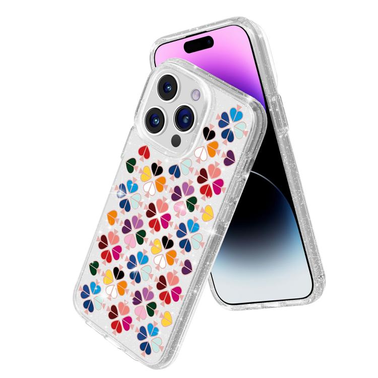 For iPhone 15 Pro Glittering Crystal Red Heart Pattern Phone Case