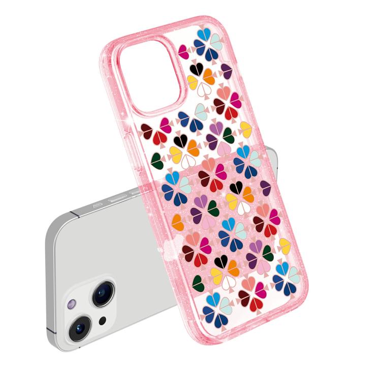 For iPhone 15 Plus Glittering Crystal Red Heart Pattern Phone Case