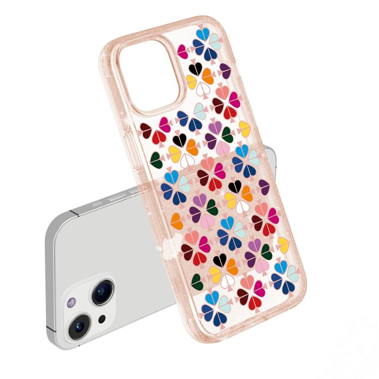 For iPhone 15 Plus Glittering Crystal Red Heart Pattern Phone Case