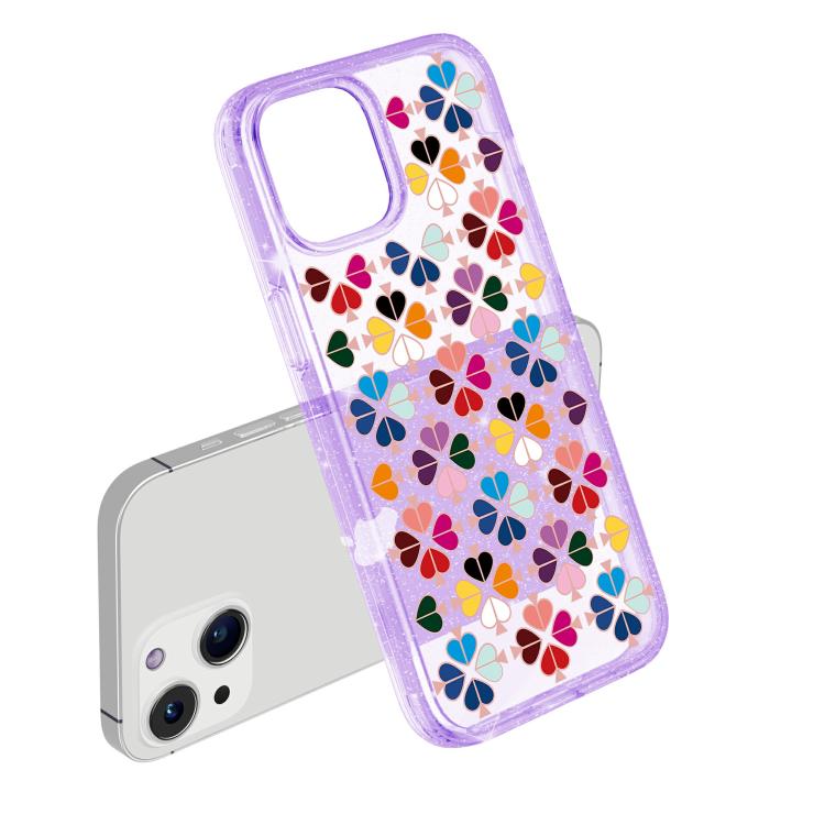 For iPhone 14 Plus Glittering Crystal Red Heart Pattern Phone Case