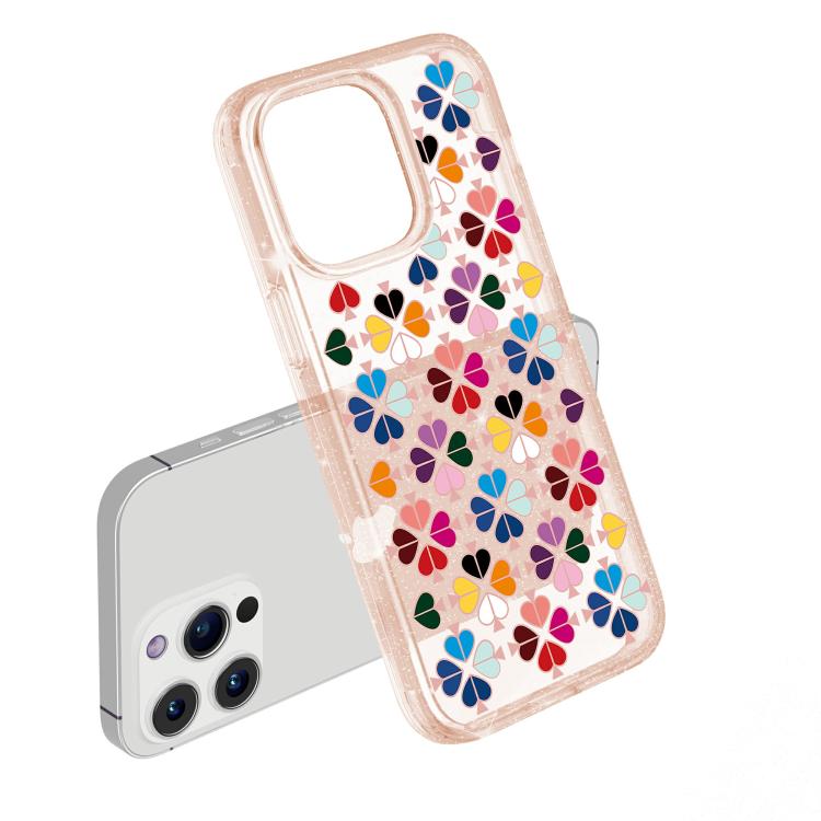For iPhone 14 Pro Max Glittering Crystal Red Heart Pattern Phone Case