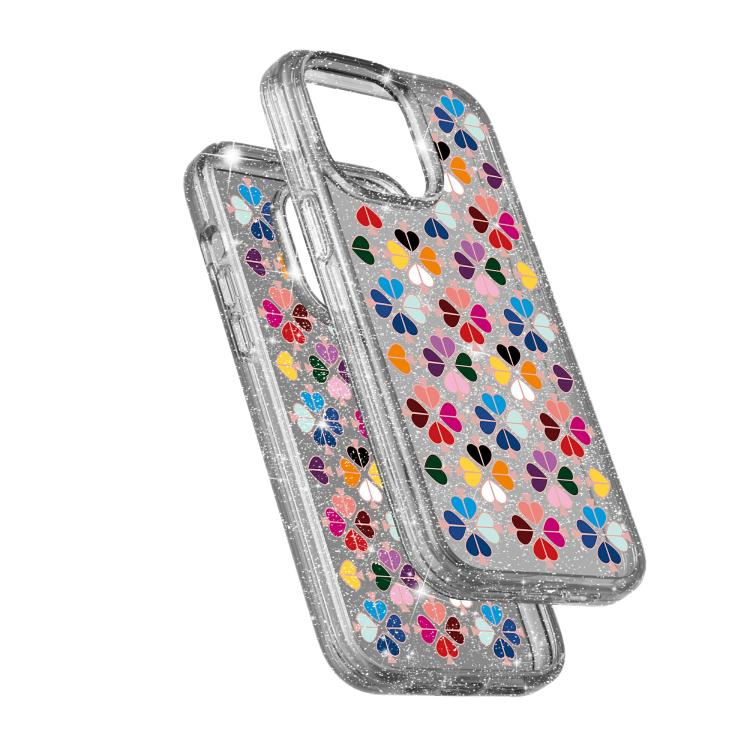 For iPhone 13 Pro Glittering Crystal Red Heart Pattern Phone Case