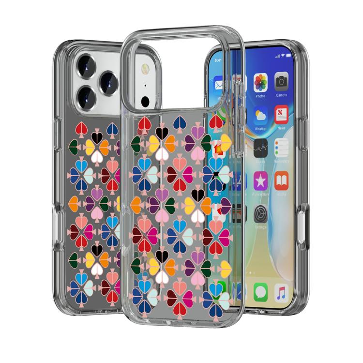 For iPhone 17 Pro Max Transparent Crystal Red Heart Pattern Phone Case