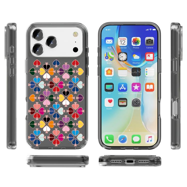 For iPhone 17 Pro Max Transparent Crystal Red Heart Pattern Phone Case