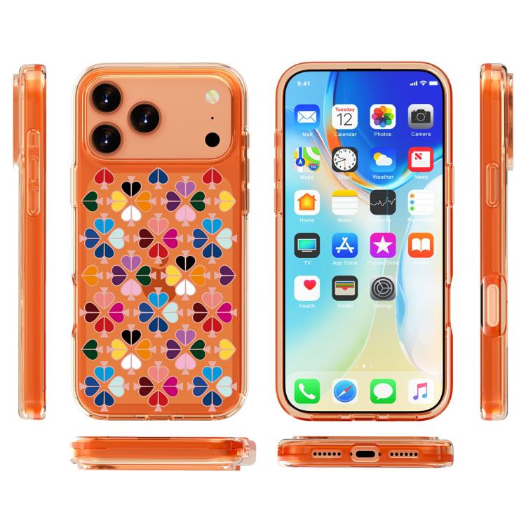 For iPhone 17 Pro Max Transparent Crystal Red Heart Pattern Phone Case