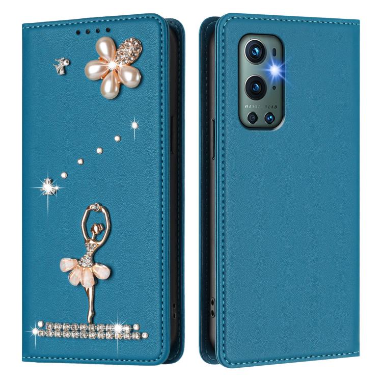 For OnePlus 9 Pro Ballet Girl Diamond Studded RFID Vegan Leather Phone Case