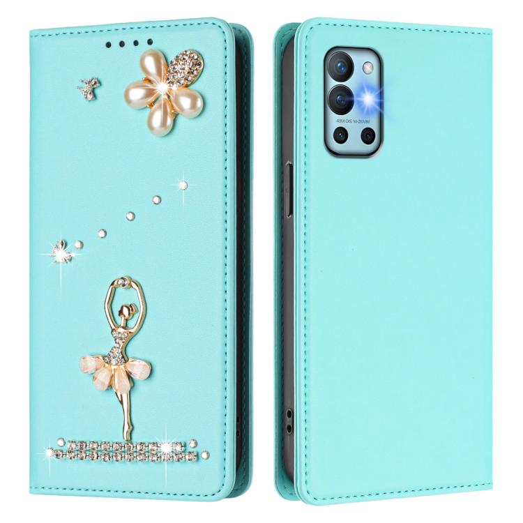 For OnePlus 9R / 8T Ballet Girl Diamond Studded RFID Vegan Leather Phone Case