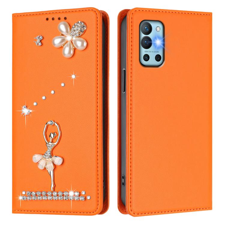 For OnePlus 9R / 8T Ballet Girl Diamond Studded RFID Vegan Leather Phone Case