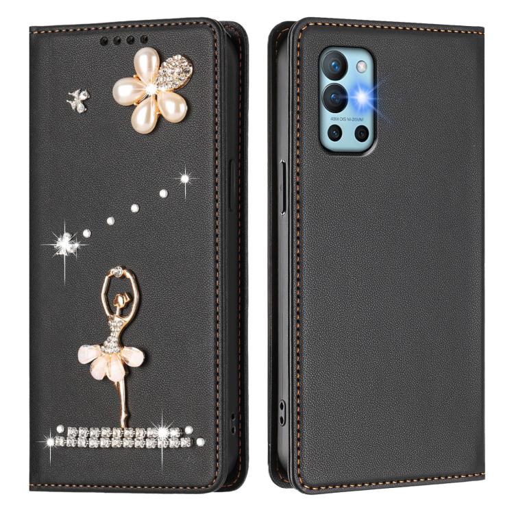 For OnePlus 9R / 8T Ballet Girl Diamond Studded RFID Vegan Leather Phone Case