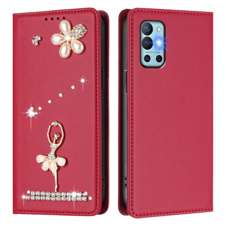 For OnePlus 9R / 8T Ballet Girl Diamond Studded RFID Vegan Leather Phone Case