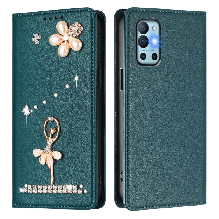 For OnePlus 9R / 8T Ballet Girl Diamond Studded RFID Vegan Leather Phone Case