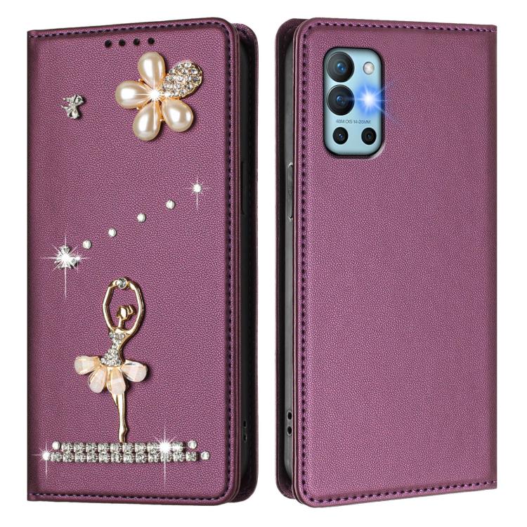 For OnePlus 9R / 8T Ballet Girl Diamond Studded RFID Vegan Leather Phone Case