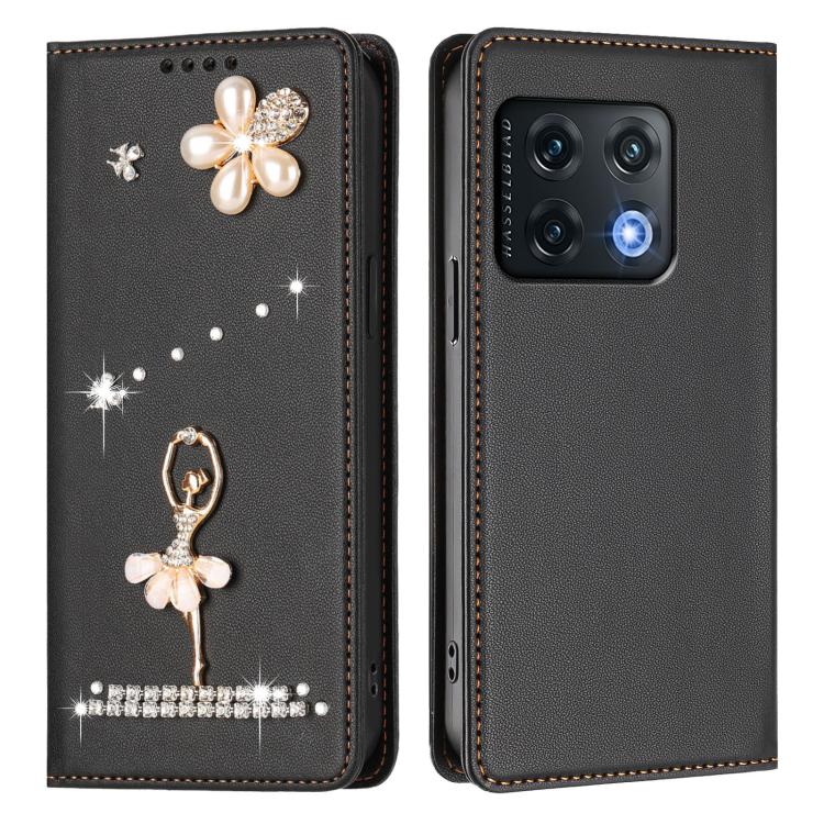 For OnePlus 10 Pro Ballet Girl Diamond Studded RFID Vegan Leather Phone Case
