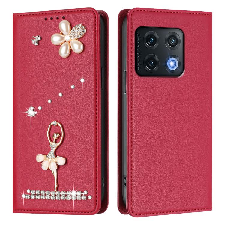 For OnePlus 10 Pro Ballet Girl Diamond Studded RFID Vegan Leather Phone Case