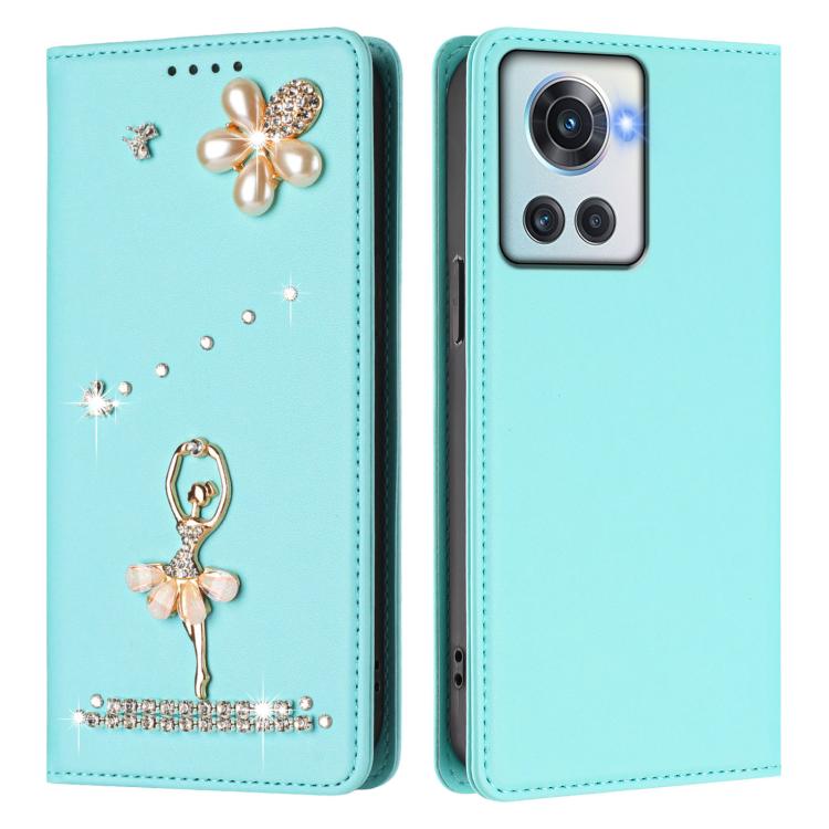 For OnePlus 10R / Ace / 10R Prime Ballet Girl Diamond Studded RFID Vegan Leather Phone Case