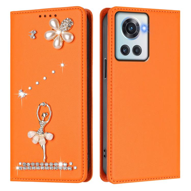 For OnePlus 10R / Ace / 10R Prime Ballet Girl Diamond Studded RFID Vegan Leather Phone Case