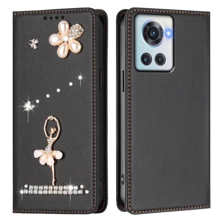 For OnePlus 10R / Ace / 10R Prime Ballet Girl Diamond Studded RFID Vegan Leather Phone Case