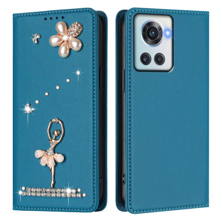 For OnePlus 10R / Ace / 10R Prime Ballet Girl Diamond Studded RFID Vegan Leather Phone Case
