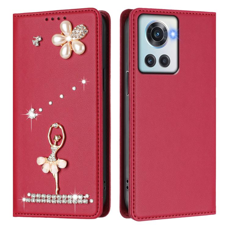 For OnePlus 10R / Ace / 10R Prime Ballet Girl Diamond Studded RFID Vegan Leather Phone Case