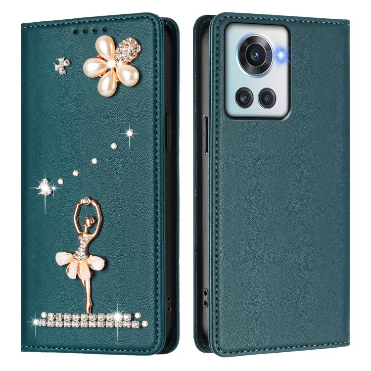 For OnePlus 10R / Ace / 10R Prime Ballet Girl Diamond Studded RFID Vegan Leather Phone Case