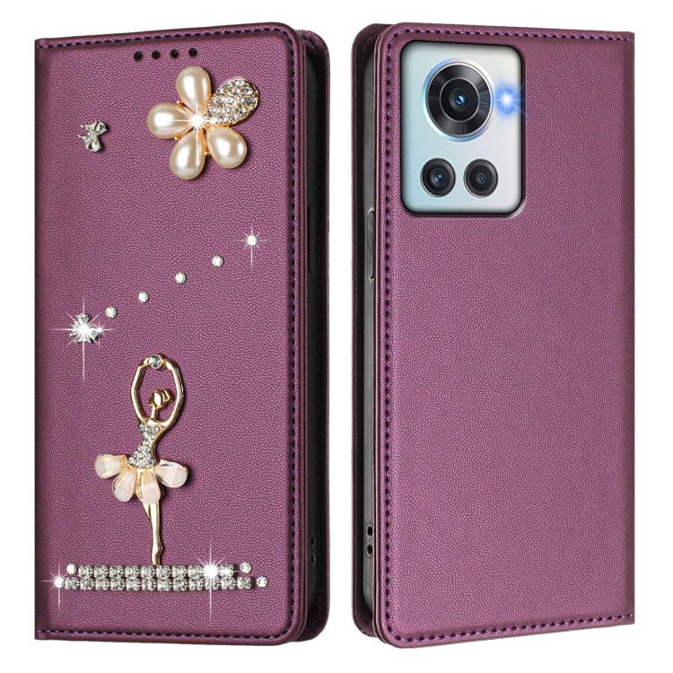 For OnePlus 10R / Ace / 10R Prime Ballet Girl Diamond Studded RFID Vegan Leather Phone Case