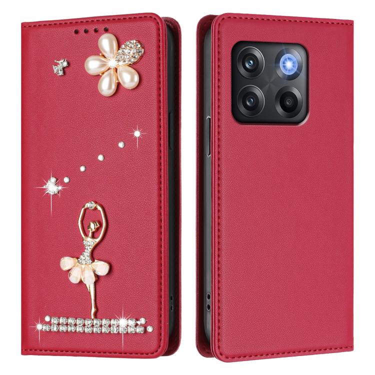 For OnePlus 10T 5G Global / Ace Pro Ballet Girl Diamond Studded RFID Vegan Leather Phone Case