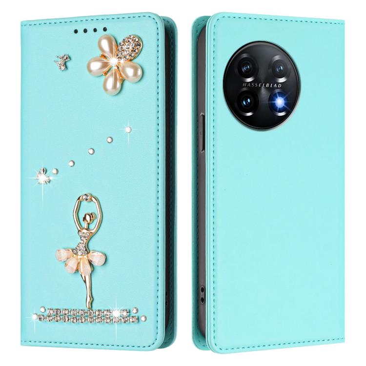For OnePlus 11 Ballet Girl Diamond Studded RFID Vegan Leather Phone Case