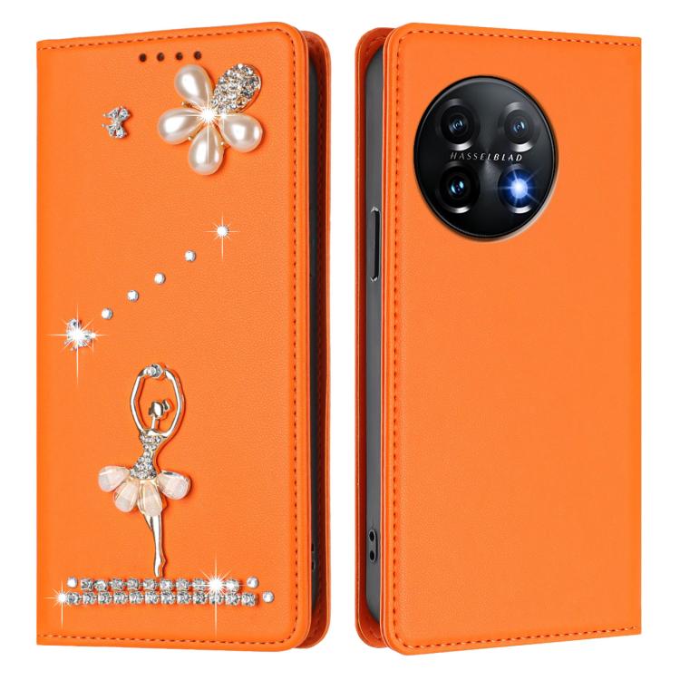For OnePlus 11 Ballet Girl Diamond Studded RFID Vegan Leather Phone Case