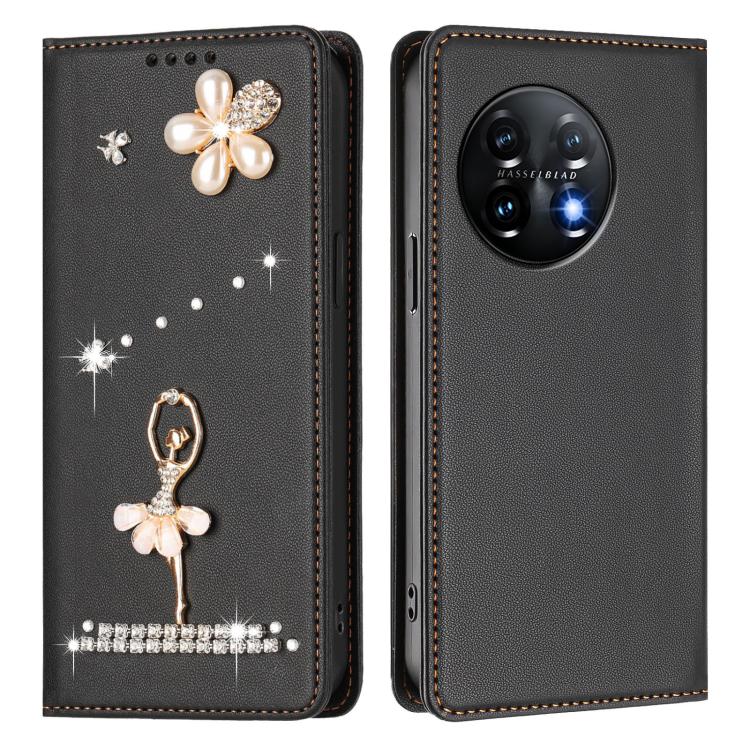 For OnePlus 11 Ballet Girl Diamond Studded RFID Vegan Leather Phone Case