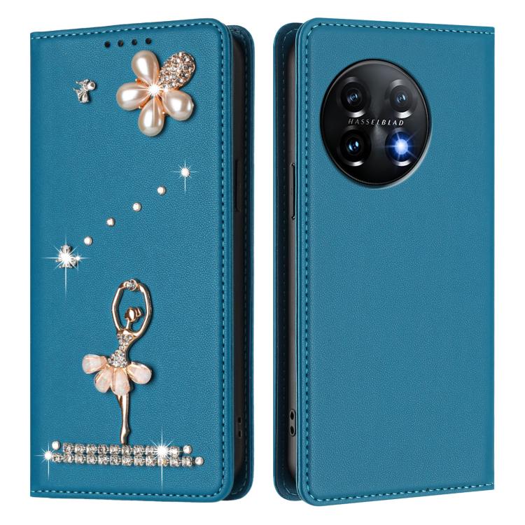 For OnePlus 11 Ballet Girl Diamond Studded RFID Vegan Leather Phone Case