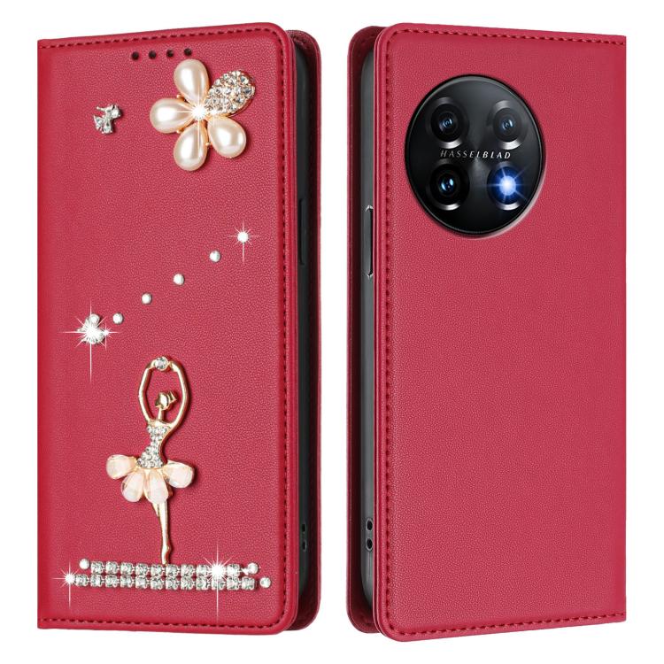 For OnePlus 11 Ballet Girl Diamond Studded RFID Vegan Leather Phone Case