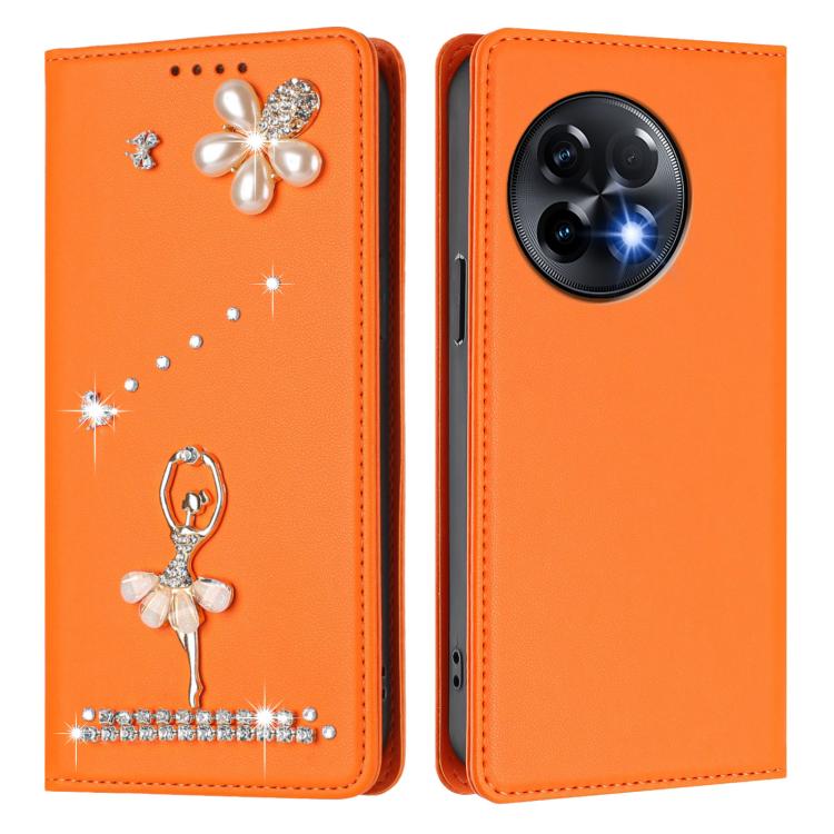 For OnePlus 11R 5G Global Ballet Girl Diamond Studded RFID Vegan Leather Phone Case
