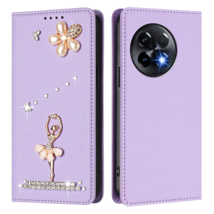 For OnePlus 11R 5G Global Ballet Girl Diamond Studded RFID Vegan Leather Phone Case