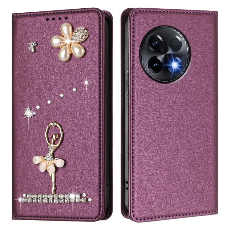 For OnePlus 11R 5G Global Ballet Girl Diamond Studded RFID Vegan Leather Phone Case